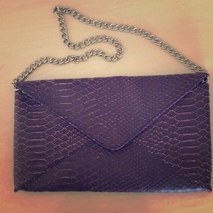 Jessica McClintock Faux Snakeskin Baguette Purse